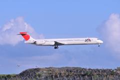 これも退役した機体JAL MD-90・・