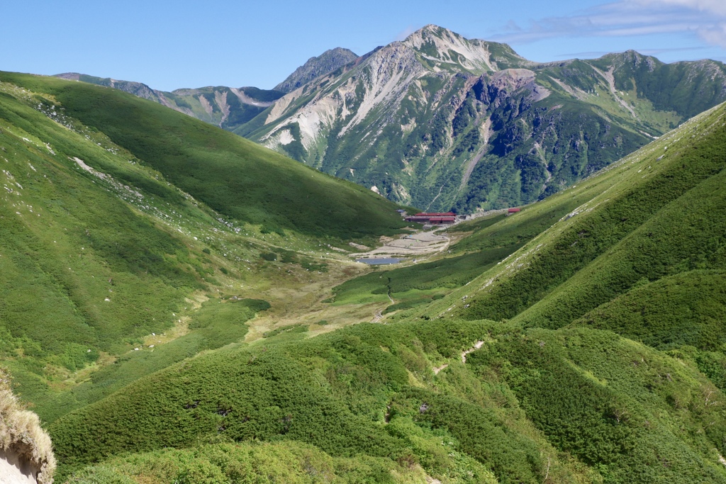 双六小屋と鷲羽岳