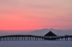 鶴の舞橋　朝焼け