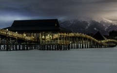 津軽富士見湖　冬夜景