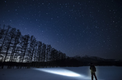 岩木山と星空と私