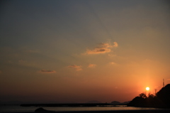 車内から夕日