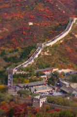 紅葉の万里の長城にて