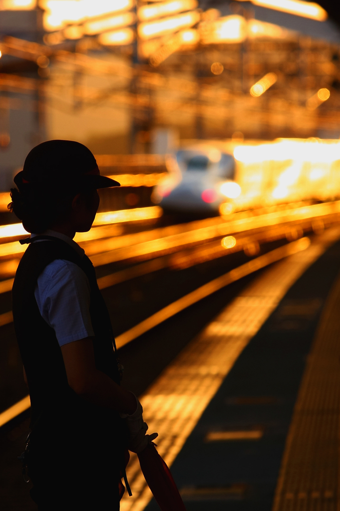 夕焼けの福山駅