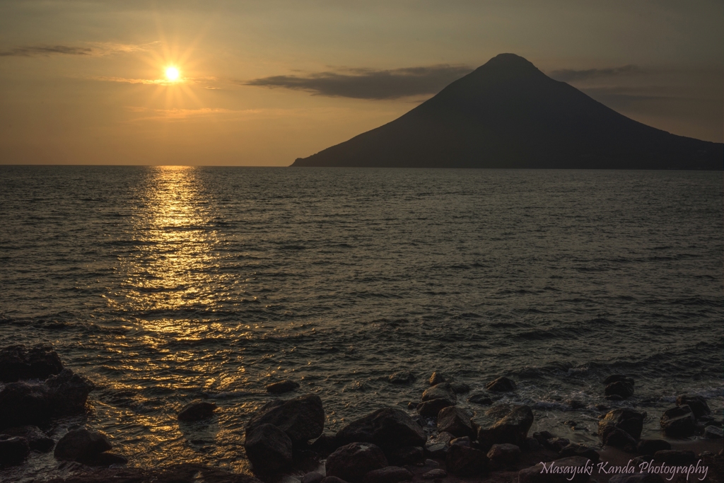開聞岳夕陽