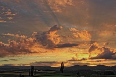 美田の夕焼け