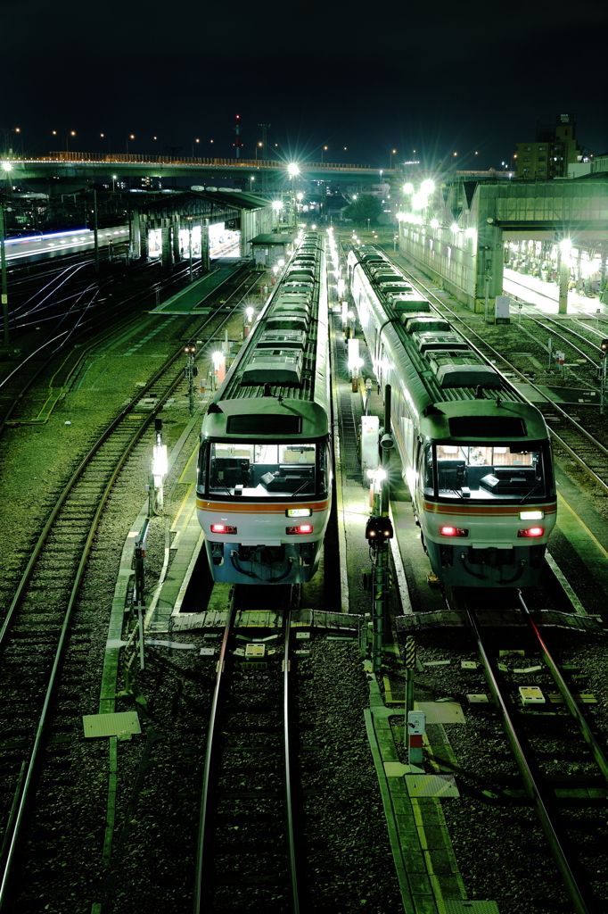 Railroad at night