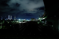Railroad at night