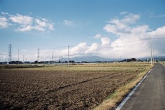 赤城山と田園