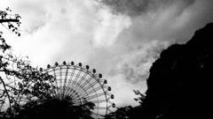A black Ferris wheel