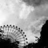 A black Ferris wheel
