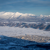 富良野スキー場から・富良野盆地と美瑛岳、十勝岳、富良野岳、前富良野岳