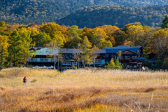 尾瀬と会津駒の旅・尾瀬ヶ原を行く　見晴の小屋