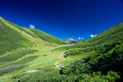 双六小屋と奥に鷲羽岳