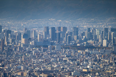 生駒山からの風景・大阪城と森ノ宮付近