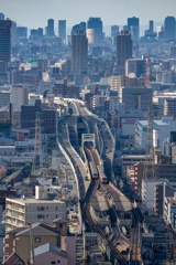 石切からの大阪の風景・近鉄新石切駅と大阪メトロ