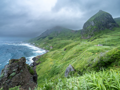 礼文島の風景・桃岩と呼ばれる岩山