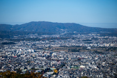 若草山の頂上から・奈良市街と平城宮跡、生駒山