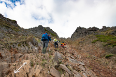 八ヶ岳・キレットから赤岳の取付きの急登
