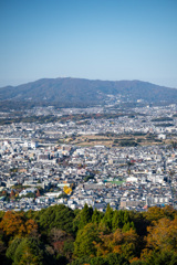 若草山の頂上から・奈良市街と平城宮跡、生駒山