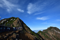 八ヶ岳・展望荘のコルから赤岳と阿弥陀岳を見る