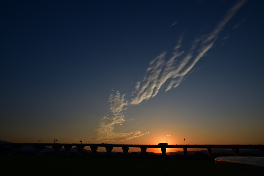 秋・大和の夕陽
