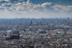 石切からの風景・東大阪の風景と大阪の遠望