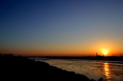 天竜川河川敷　夕焼け