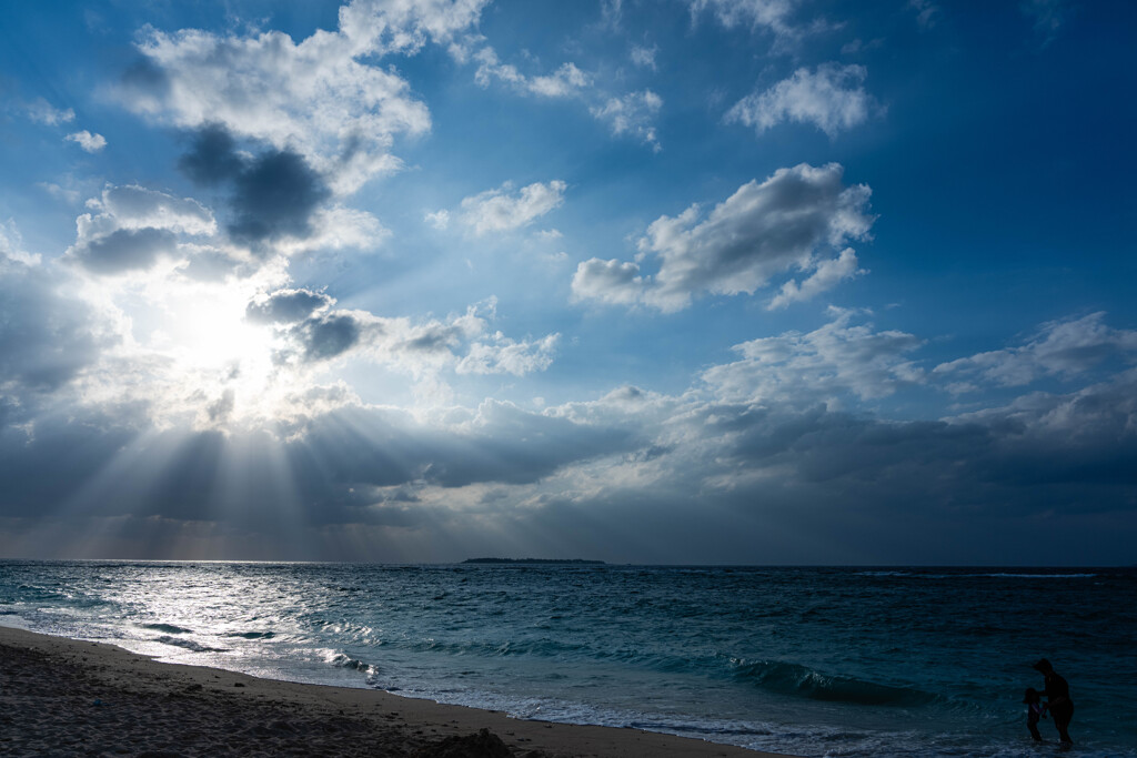 沖縄…海に親子