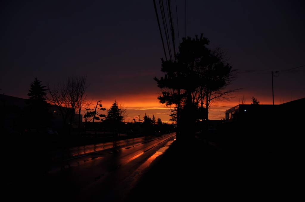 雨上がりの夕暮れ