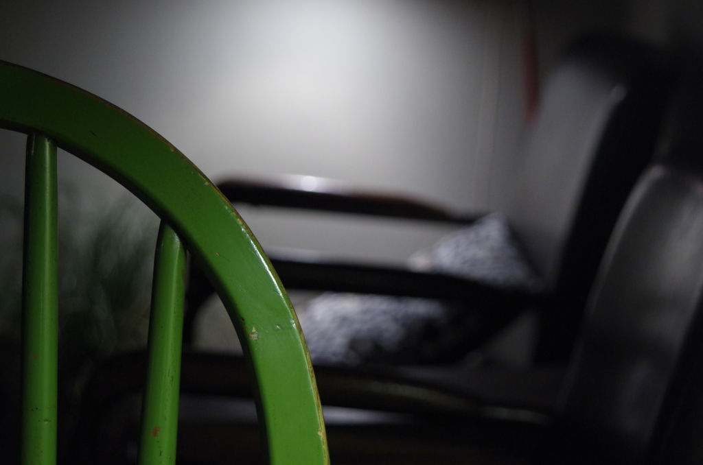 taking between empty chairs