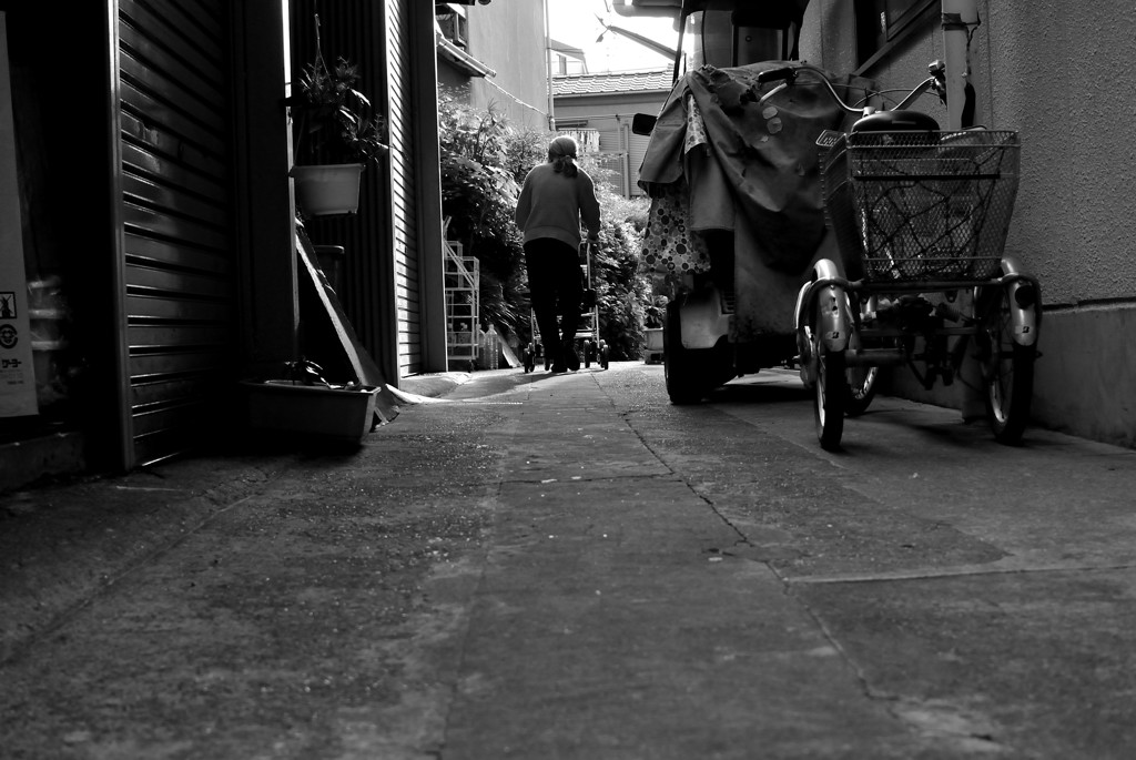 夕日の路地