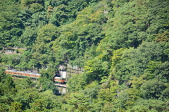 山間を行く