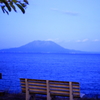錦江湾と桜島を眺められるベンチ