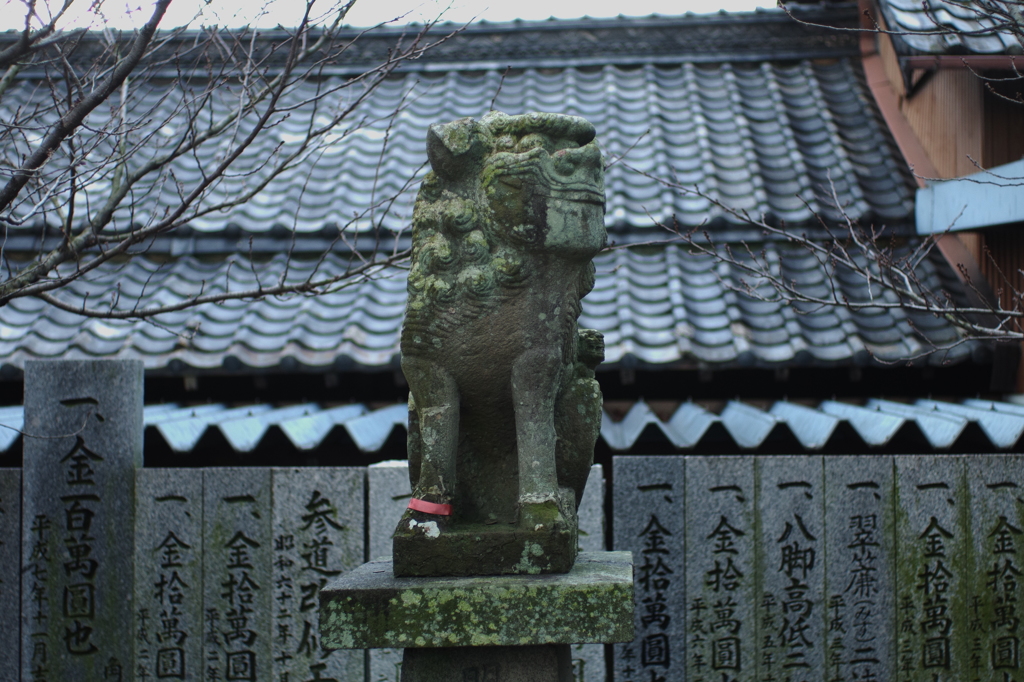 神社にて