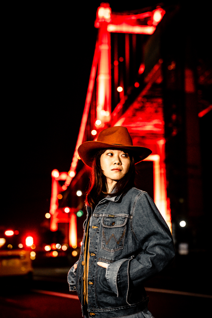 Cowgirl at night