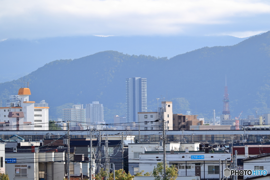 丘珠空港から眺める札幌中心部