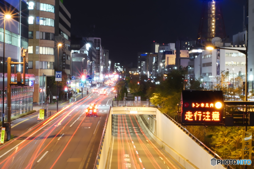 夜の石狩街道