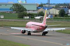 札幌　丘珠空港　ＦＤＡ３号機（ピンク）　そろそろ帰るよ！！
