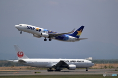 ホヌ1号機が来た日に　新千歳空港生コンスポット　SKY