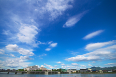 空と雲と池