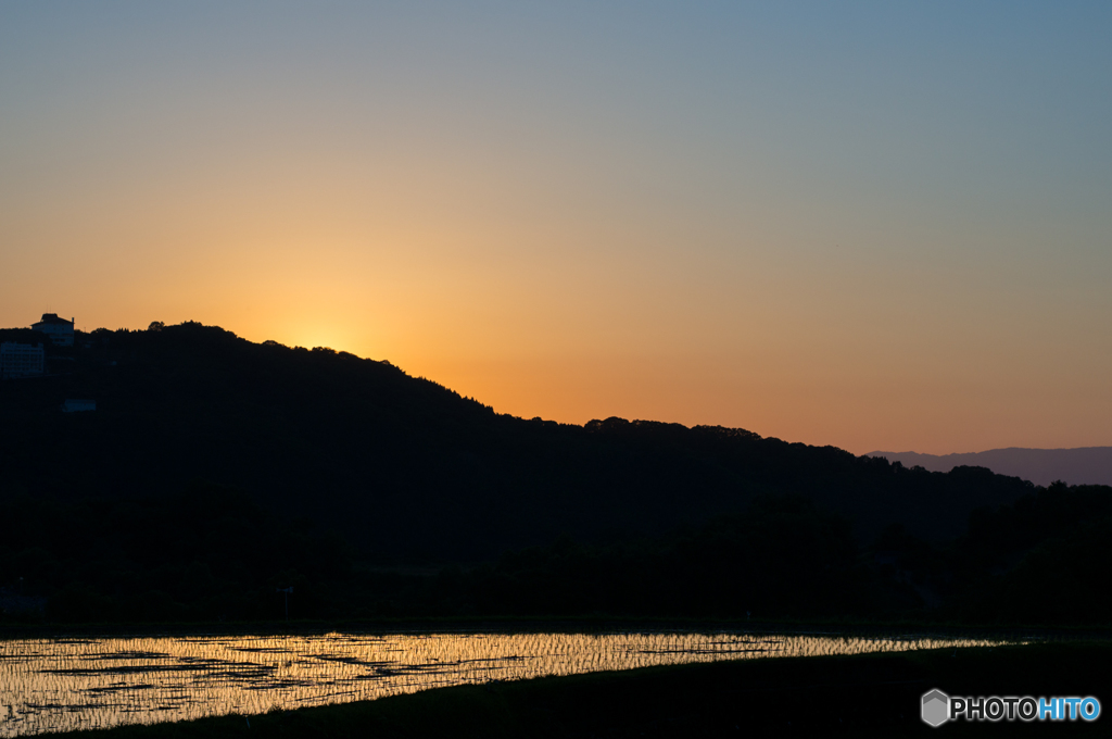 棚田夕景
