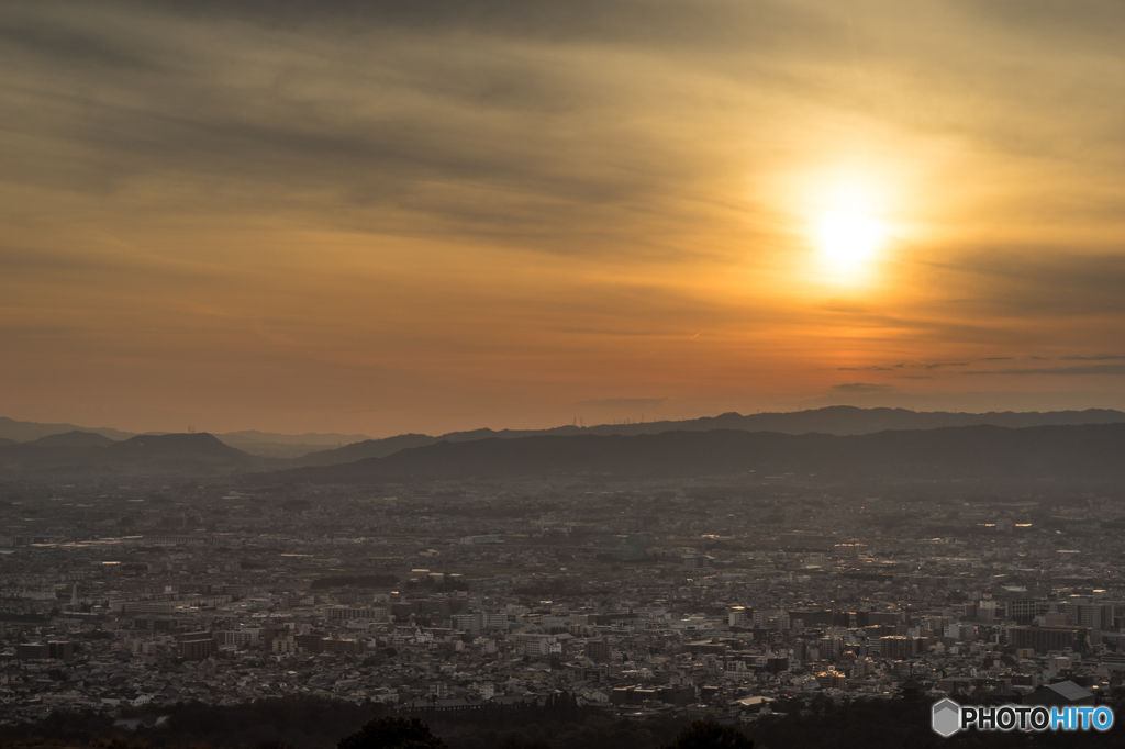 夕日と奈良市街