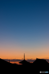 叡福寺多宝塔夕景