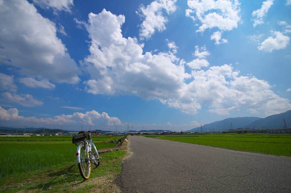 雲と道と自転車と