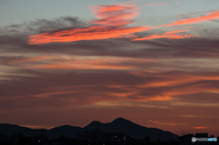 二上山と夕焼け