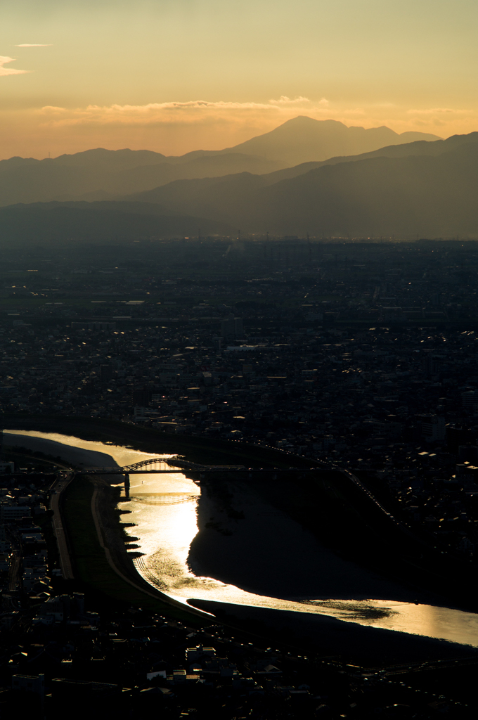 長良川夕景<2>