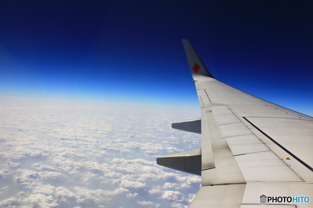 飛行機の上空