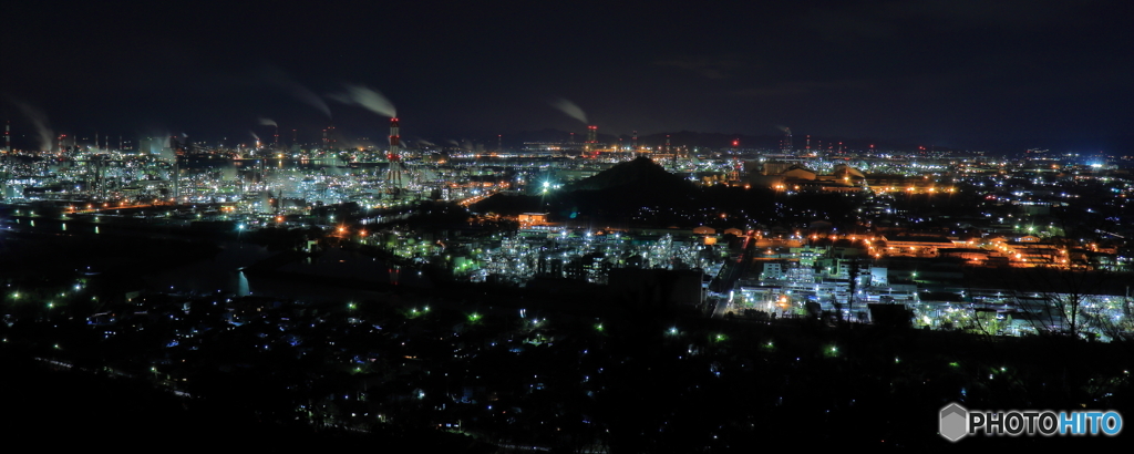 鷲羽山スカイライン　水島工業地帯の夜景