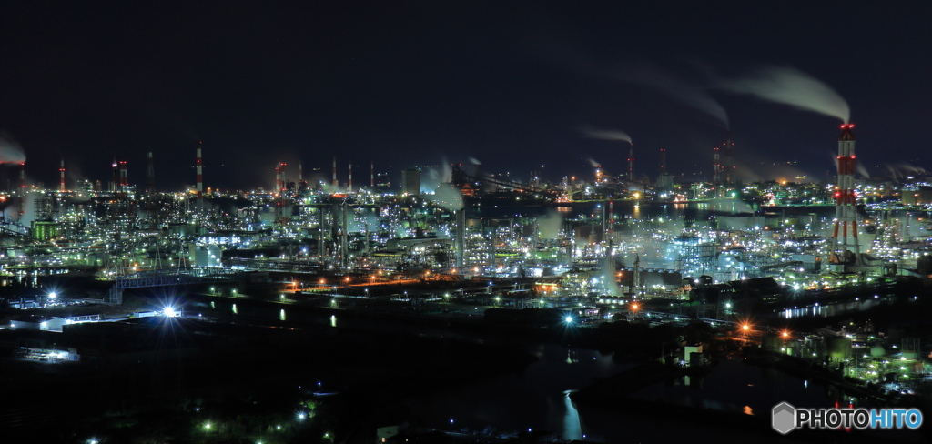 水島工業地帯の夜景